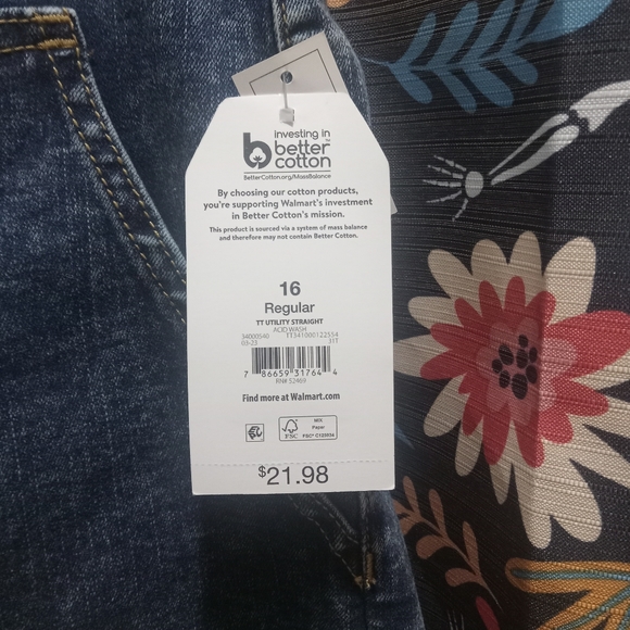 NWT TIMEandTRU Women's Utility High Rise Straight Leg Jeans 16 Regular - Picture 2 of 4